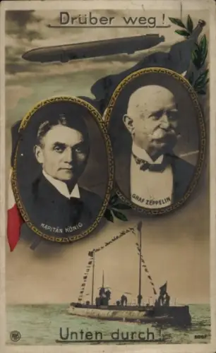Ak Graf von Zeppelin, Luftschiff, Kapitän König, U-Boot