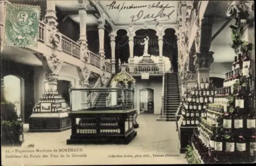 Ak Bordeaux Gironde, Exposition Maritime, Intérieur du Palais des Vins de la Gironde