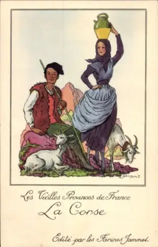 Künstler Ak Droit, Jean, Les Vieilles Provinces de France, la Corse, Reklame, Farines Jammet