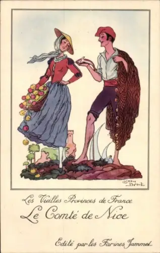 Künstler Ak Droit, Jean, Les Vieilles Provinces de France, le Comte de Nice, Farines Jammet, Reklame
