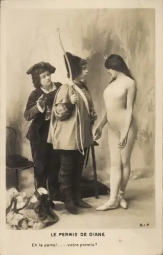 Ak Nackte Frau, Diana, Paar, Bogen