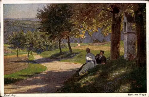 Künstler Ak Hey, Paul, Rast am Wege