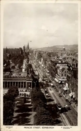 Ak Edinburgh Schottland, Princes Street,  Stadtansicht, Straßenansicht,  Gebäude