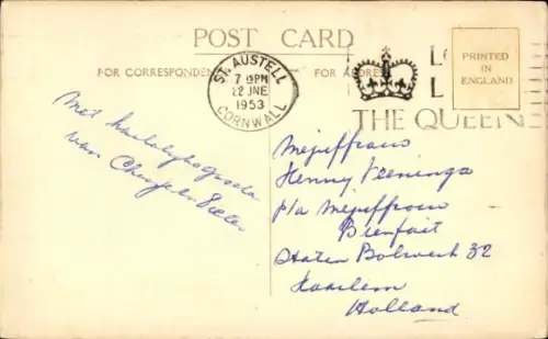 Ak Mevagissey Cornwall England, Hafenansicht