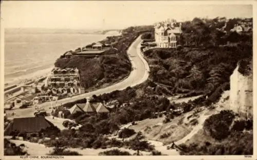 Ak Bournemouth Dorset England, Alum Chine,  Küstenansicht, Straße, Villen