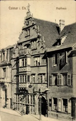 Ak Colmar Kolmar Elsass Haut Rhin, Kopfhaus, Colmar i. Els.,  Architektur, 
