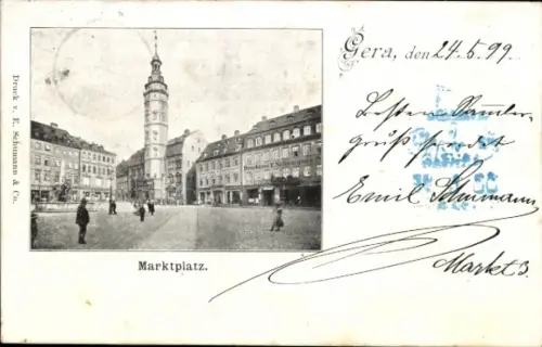 Ak Gera in Thüringen, Marktplatz,   Ansicht,  von 1899