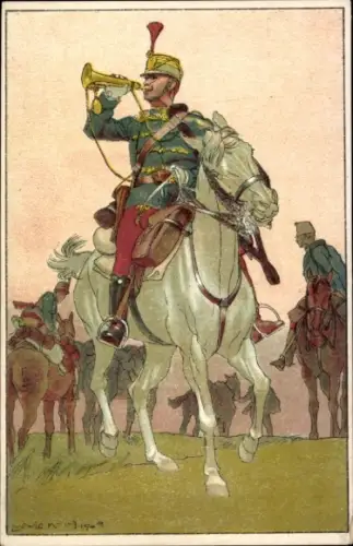 Künstler Ak Ludwig Koch, Weihnachten, Neujahr, kuk Soldaten in Uniform auf Pferden