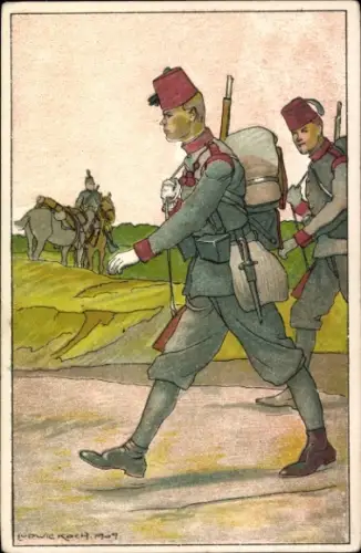Künstler Ak Ludwig Koch, Kuk Soldaten marschieren