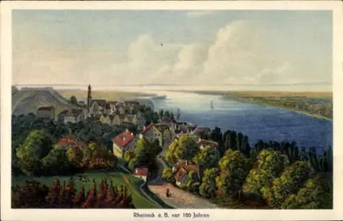 Ak Rheineck Kanton Sankt Gallen, Rheineck a. B. vor 100 Jahren, Landschaft, Fluss, Gebäude, Bäume