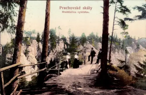 Ak Jičín Jitschin Region Königgrätz, Prachauer Felsen, Hraběnčina vyhlídka