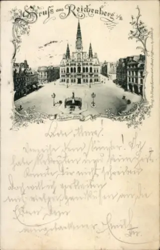 Ak Liberec Reichenberg in Böhmen, Platz