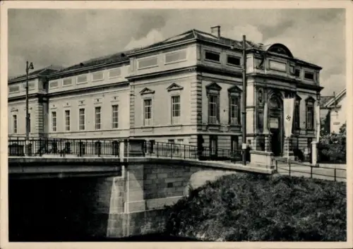 Ak Mulhouse Mülhausen Elsass Haut Rhin, Städtische Kunsthalle, Brücke über den Rhein-Rhone-Kanal,