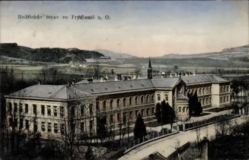 Ak Frýdlant v Čechách Friedland in Böhmen Reg. Reichenberg, Bedřichův ústav,  Landschaft, Bäume, 