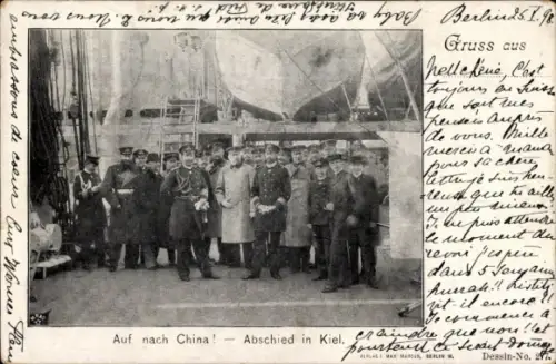 Ak Kaiserliche Marine, Auf nach China, Abschied in Kiel