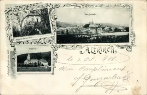 Ak Altkirch Elsass Haut Rhin, Gesamtansicht, Restaurant, St. Morandus