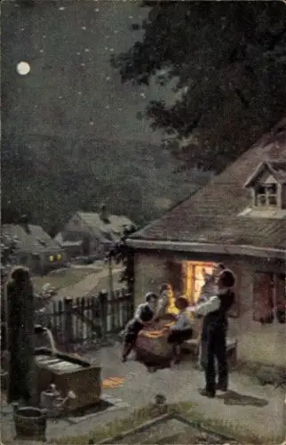 Lied Künstler Ak Hey, Paul, Volksliedkarte Nr. 23, Weißt du wieviel Sternlein stehen