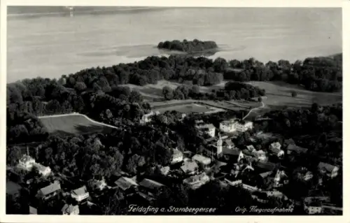 Ak Feldafing am Starnberger See Oberbayern, Luftaufnahme von Feldafing, Starnberger See, Landscha