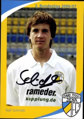 Autogrammkarte Fußballer Ralf Schmidt, FC Carl Zeiss Jena, Autogramm