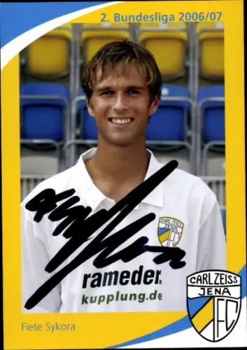 Autogrammkarte Fußballer Fiete Sykora, FC Carl Zeiss Jena, Autogramm