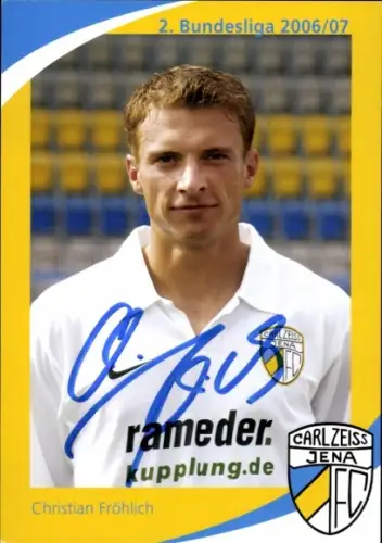 Autogrammkarte Fußballer Christian Fröhlich, FC Carl Zeiss Jena, Autogramm