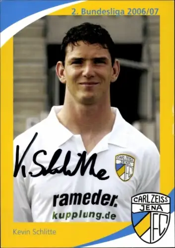 Autogrammkarte Fußballer Kevin Schlitte, FC Carl Zeiss Jena, Autogramm