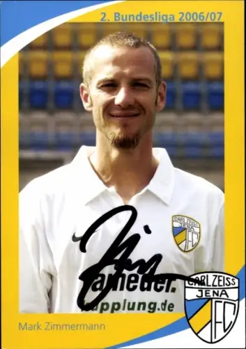 Autogrammkarte Fußballer Mark Zimmermann, FC Carl Zeiss Jena, Autogramm