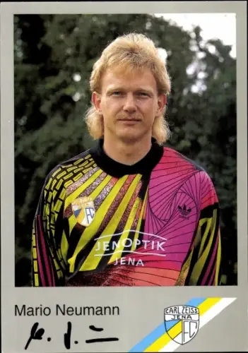 Autogrammkarte Fußballer Mario Neumann, FC Carl Zeiss Jena, Autogramm