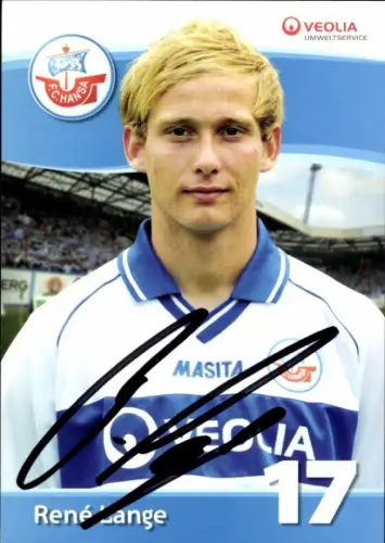 Autogrammkarte Fußballer René Lange, FC Hansa Rostock, Autogramm