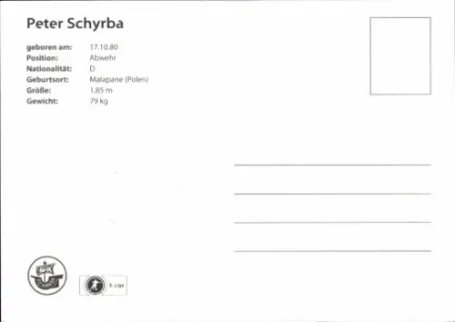 Autogrammkarte Fußballer Peter Schyrba, FC Hansa Rostock, Autogramm