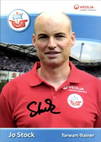 Autogrammkarte Torwarttrainer Jo Stock, FC Hansa Rostock, Autogramm