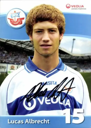 Autogrammkarte Fußballer Lucas Albrecht, FC Hansa Rostock, Autogramm