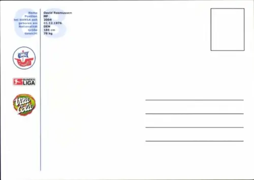 Autogrammkarte Fußballer David Rasmussen, FC Hansa Rostock, Autogramm