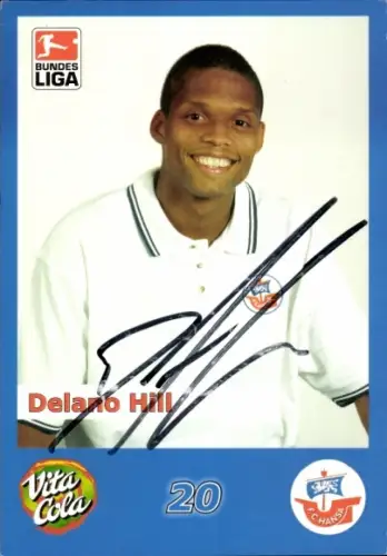Autogrammkarte Fußballer Delano Hill, FC Hansa Rostock, Autogramm
