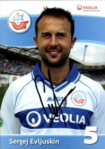Autogrammkarte Fußballer Sergej Evljuskin, FC Hansa Rostock, Autogramm