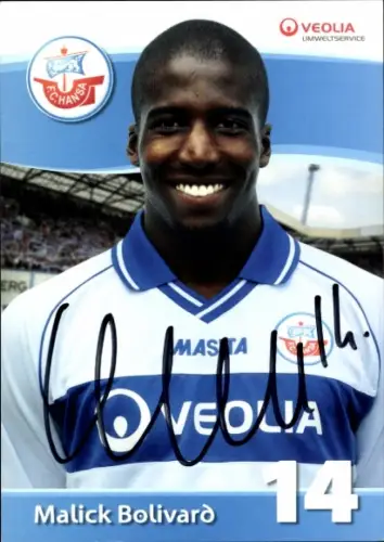 Autogrammkarte Fußballer Malick Bolivard, FC Hansa Rostock, Autogramm