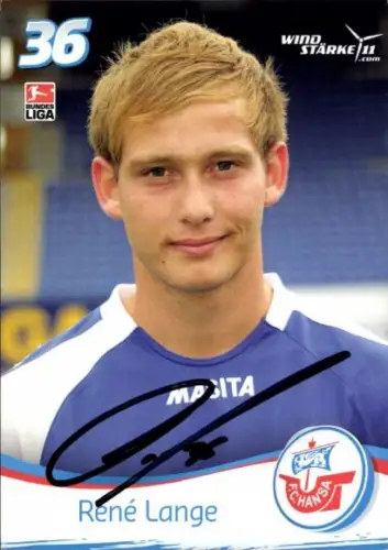 Autogrammkarte Fußballer René Lange, FC Hansa Rostock, Autogramm