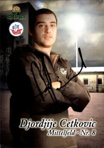 Autogrammkarte Fußballer Djordjije Cetkovic, FC Hansa Rostock, Autogramm