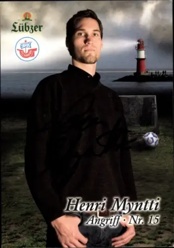 Autogrammkarte Fußballer Henri Myntti, FC Hansa Rostock, Autogramm