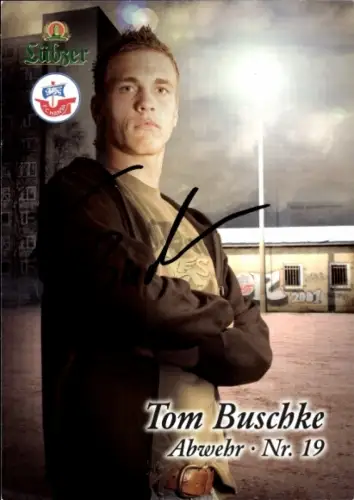 Autogrammkarte Fußballer Tom Buschke, FC Hansa Rostock, Autogramm