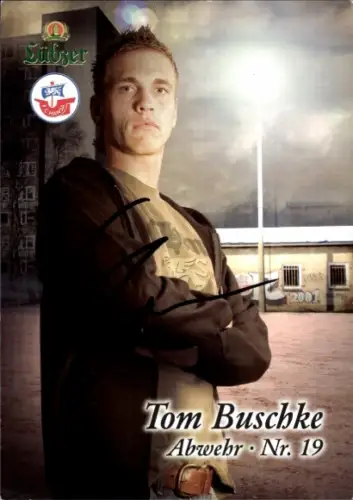 Autogrammkarte Fußballer Tom Buschke, FC Hansa Rostock, Autogramm