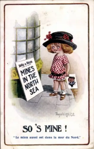 Künstler Ak McGill, Donald, weinendes Mädchen mit Portrait eines Matrosen