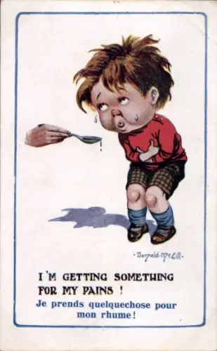 Künstler Ak McGill, Donald, Junge mit Bauchschmerzen, Medizin