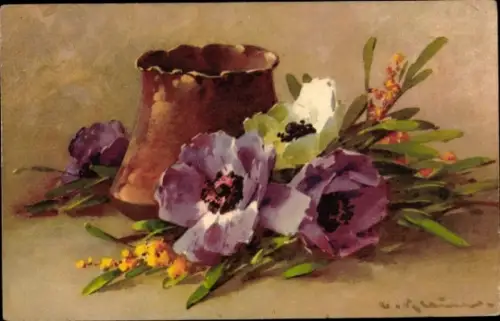 Künstler Ak Klein, C., Blumenstrauß, Blumenvase
