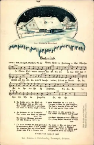 Lied Ak Günther, Anton, Erzgebirgische Mundart 22, Butznlied, Günther's Elternhaus