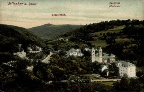 Ak Vallendar am Rhein, Vallendar a. Rhein, Pensionat Marienau, Sägenfabrik
