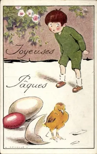 Künstler Ak Glückwunsch Ostern, Küken ist ausgeschlüpft