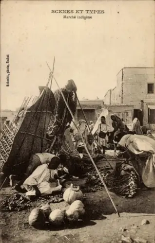 CPA Scenes et Types, Marché indigène