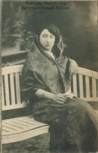 CPA Salonique, Femme Turque, Volkstracht