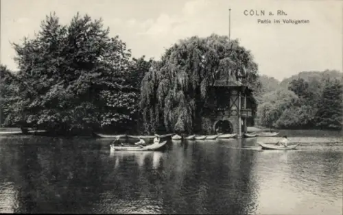 Ak Köln am Rhein, Volksgarten, Ruderboot